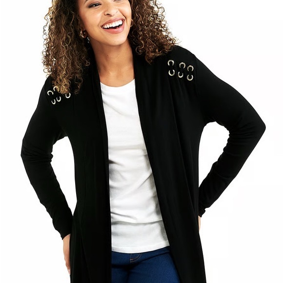 cure Sweaters - CURE Black Open Front Cardigan